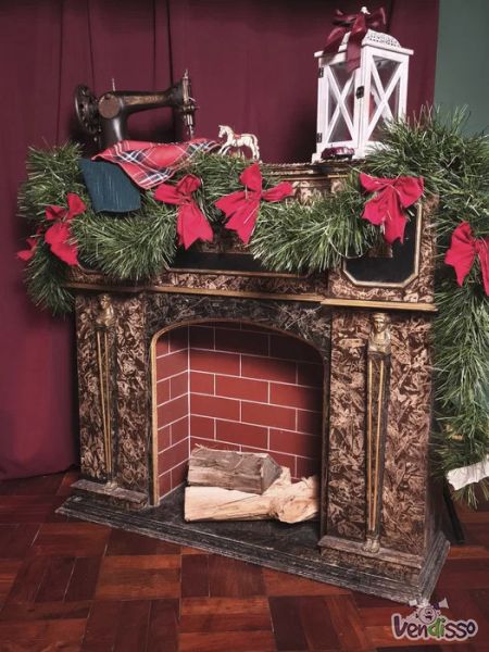 Lareira para sessões fotográficas de Natal